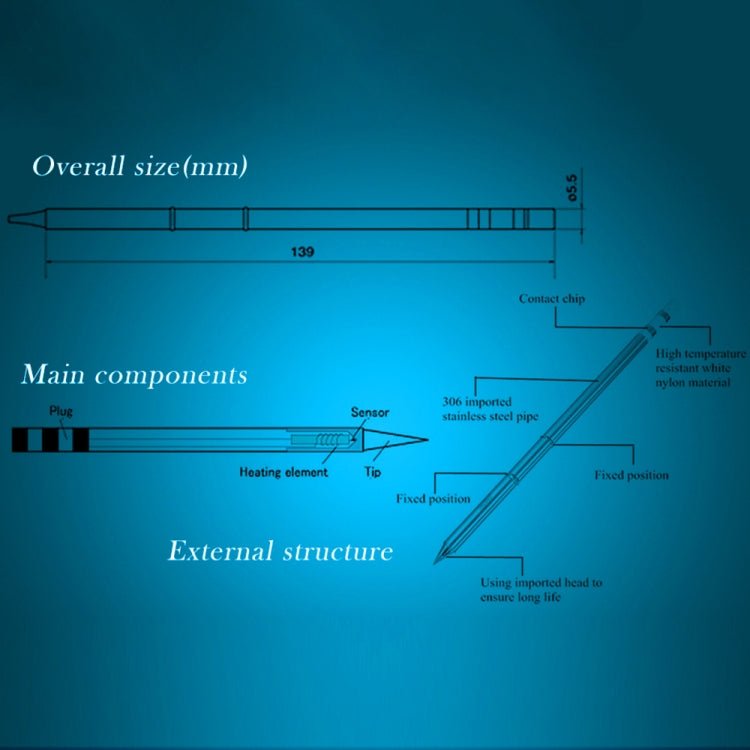 QUICKO T12 - KU Lead - free Soldering Iron Tip - British D'sire