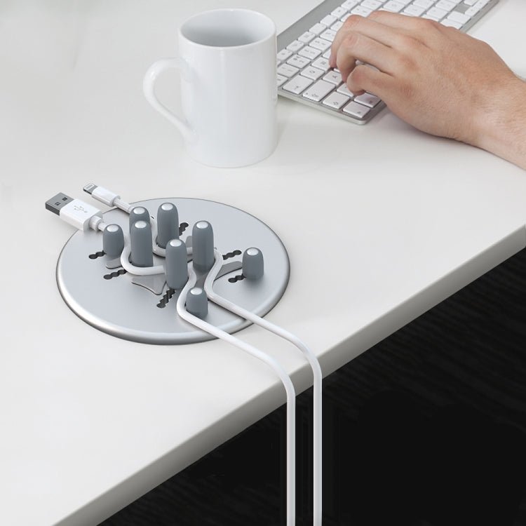 R - JUST BJ15 Aluminum Alloy Adjustable Magnetic Multi - function Disc Data Cable Storage Fixed Base Mobile Phone Laptop Bracket(Silver Gray) - British D'sire Main image