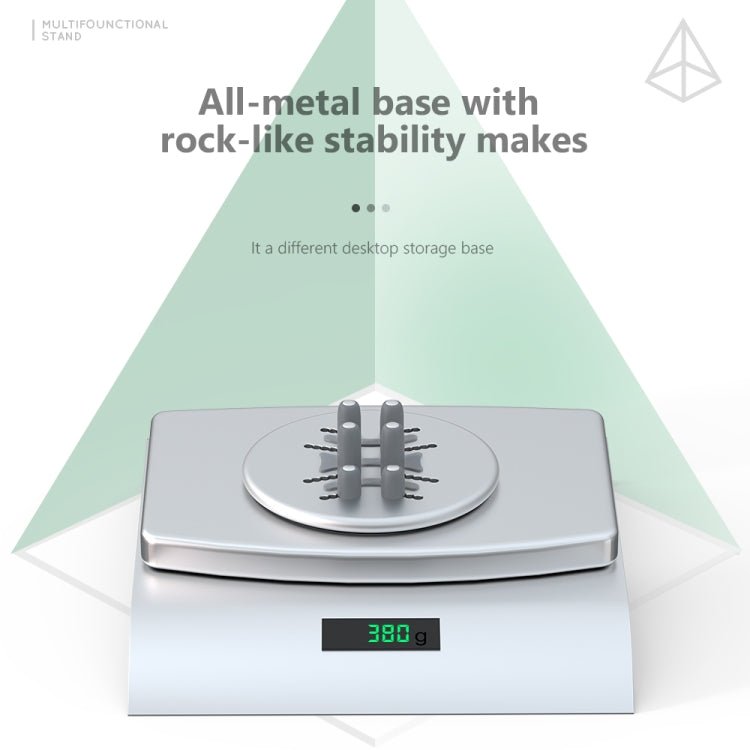 R - JUST BJ15 Aluminum Alloy Adjustable Magnetic Multi - function Disc Data Cable Storage Fixed Base Mobile Phone Laptop Bracket(Silver Gray) - British D'sire