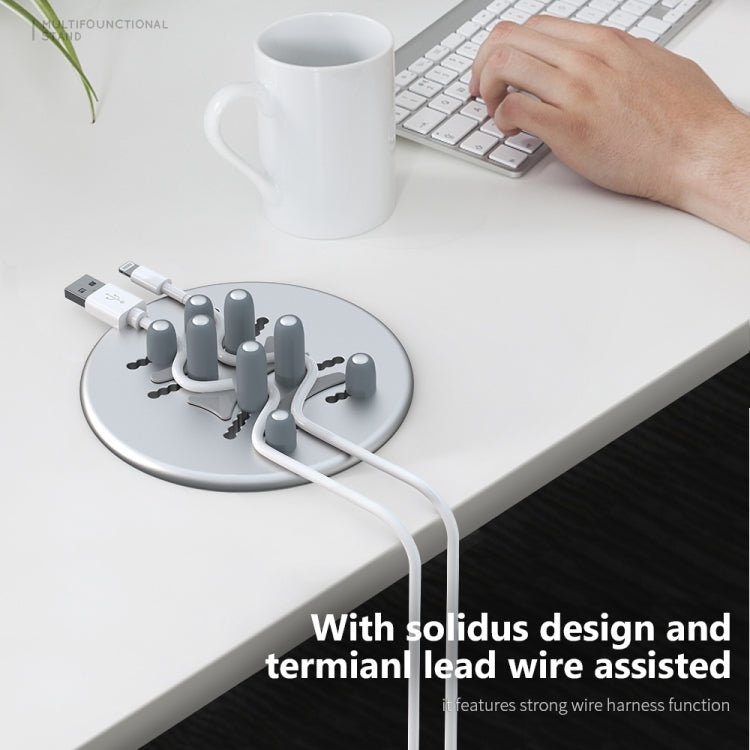R - JUST BJ15 Aluminum Alloy Adjustable Magnetic Multi - function Disc Data Cable Storage Fixed Base Mobile Phone Laptop Bracket(Silver Gray) - British D'sire