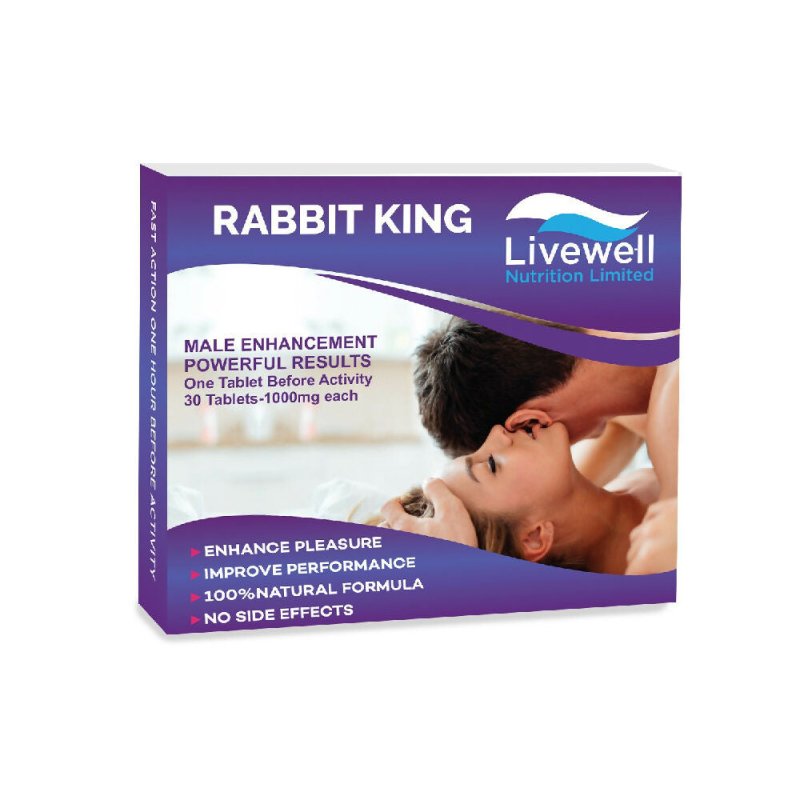 RABBIT KING Powerful Results for Male Performance 30 Tablets- 1 Tablet @ 1000mg - Vitamins & Supplements - British D'sire