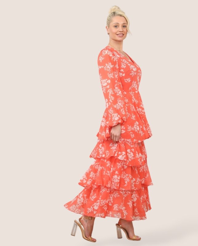Radiance Ruffle Maxi Dress – Floral Elegance for Every Occasion - British D'sire