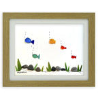Rainbow Fish - Sea Glass & Driftwood Picture - Framed Unique Handmade - Sea Glass Art - Sea glass picture - British D'sire