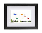 Rainbow Fish - Sea Glass & Driftwood Picture - Framed Unique Handmade - Sea Glass Art - Sea glass picture - British D'sire