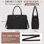 RAINSMORE Laptop Bags for Women 15.6 Inch Ladies Work Bag PU Leather Designer Laptop Handbag Large Laptop Tote Bag for School Computer Business Travel Black - Messenger & Shoulder Bags - British D'sire