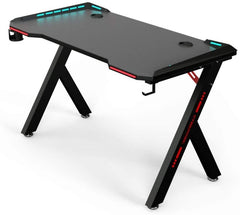 Rattrix RGB Lighting Gaming Desk – 120 cm Length Large Desk for Gamers, Adjustable, Sturdy with Built - in LED Lights, Perfect for PC and Console Setup, Ergonomic Design, Enhanced Gaming Experience, Spacious Surface for Accessories & Equipment - British D'sire