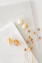 Raw Citrine Crystal Rock Earrings in Silver - Earrings - British D'sire