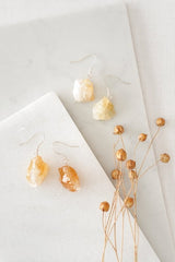 Raw Citrine Crystal Rock Earrings in Silver - Earrings - British D'sire