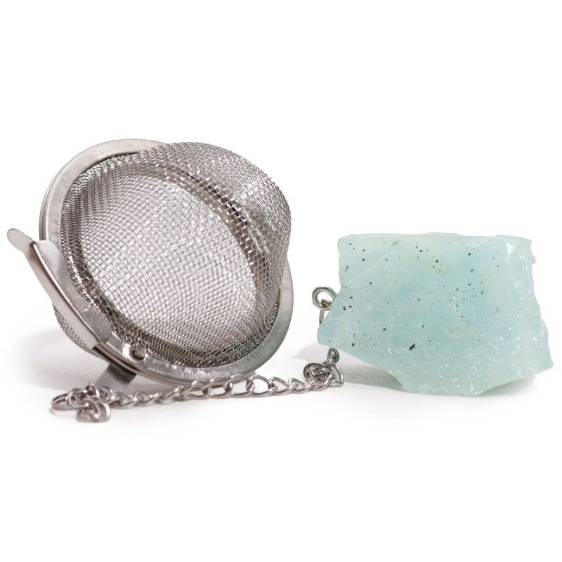 Raw Crystal Gemstone Tea Strainer - Aquamarine - Raw Crystal Gemstone Tea Strainer - British D'sire