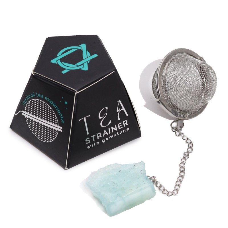 Raw Crystal Gemstone Tea Strainer - Aquamarine - Raw Crystal Gemstone Tea Strainer - British D'sire