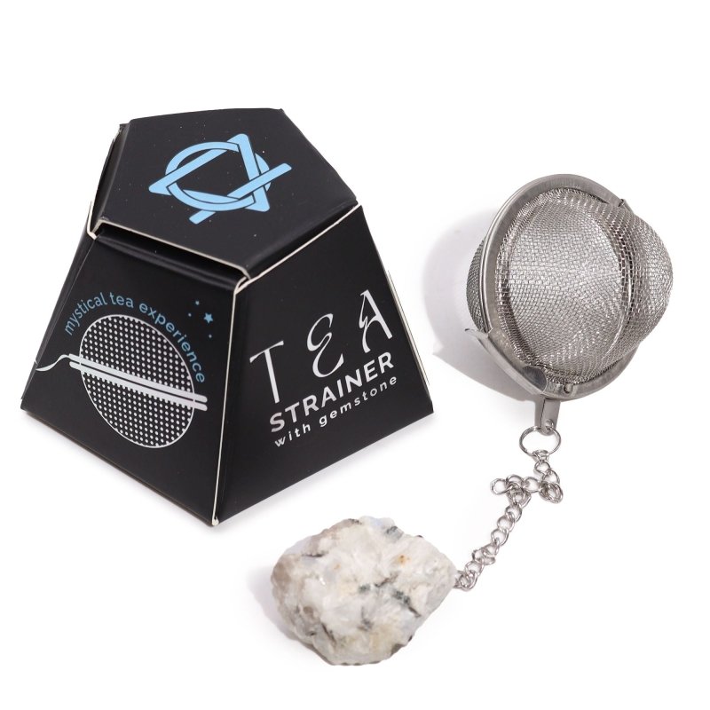 Raw Crystal Gemstone Tea Strainer - Rainbow Moonstone - Raw Crystal Gemstone Tea Strainer - British D'sire Main image