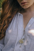 Raw Lemon Quartz Crystal Pendant in Silver - Necklaces - British D'sire