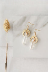 Raw Quartz Crystal Moon Earrings - Earrings - British D'sire