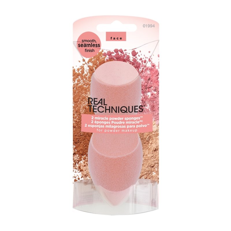 Real Techniques New Foam Technology Miracle Powder Sponge for Even Powder Application, 2 Pack - Makeup Sponges - British D'sire