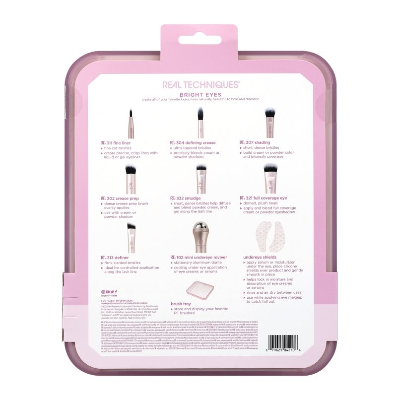 Real Techniques Pink Limited Edition Bright Eyes 10 piece Eye Makeup Brush Set - Makeup Brushes - British D'sire