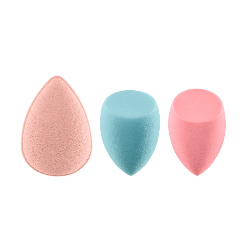 Real Techniques Sponge+ Beauty Makeup Blenders for Facial Cleanser, Foundation and Setting Powder, Probiotic infused (3 Piece Kit) Secondary image