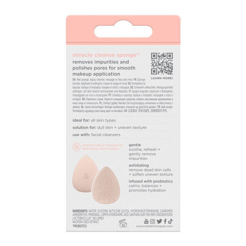 Real Techniques Sponge+, Skin Care Facial Cleanser Tool, with Probiotics, exfoliate and clean pores, Miracle Complexion Sponge - Makeup Sponges - British D'sire