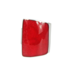 Coral misshaped colourful rectangle ring with sterling silver base by Sundari jewellery