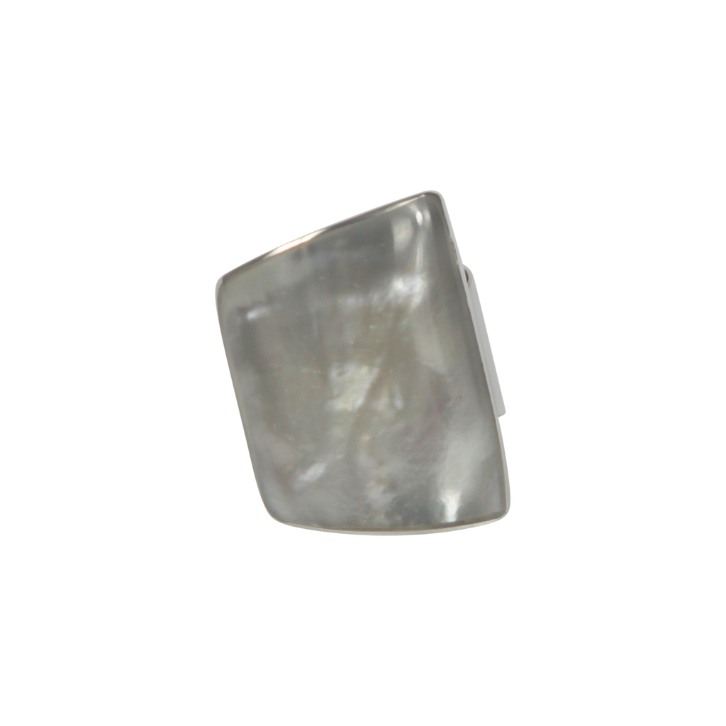 Coral misshaped colourful rectangle ring with sterling silver base by Sundari jewellery