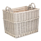 Rectangular Hessian Lined Wicker Log Storage Basket - Log Baskets - British D'sire