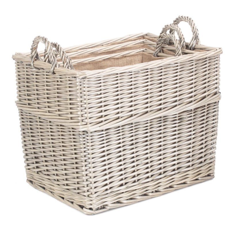 Rectangular Hessian Lined Wicker Log Storage Basket - Log Baskets - British D'sire