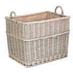 Rectangular Hessian Lined Wicker Log Storage Basket - Log Baskets - British D'sire
