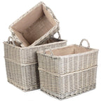 Rectangular Hessian Lined Wicker Log Storage Basket - Log Baskets - British D'sire