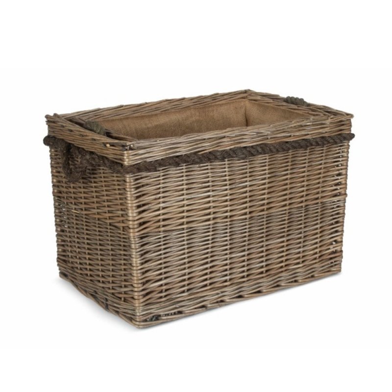 Rectangular Rope Handled Wicker Log Basket - Log Baskets - British D'sire