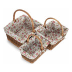 Rectangular Unpeeled Willow Shopping Basket With Garden Rose Lining - Shopping Baskets - British D'sire