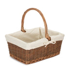 Rectangular Unpeeled Willow Shopping Basket With White Lining - Shopping Baskets - British D'sire