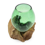Recycled Beer Bottles - Small Bowl On Wood - Glass Decor - British D'sire