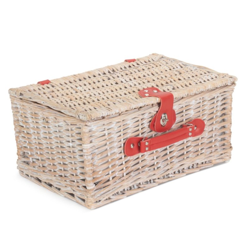 Red and White Gingham 2 Person Fitted Wicker Picnic Basket - Fitted Picnic Baskets - British D'sire