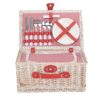 Red and White Gingham 2 Person Fitted Wicker Picnic Basket - Fitted Picnic Baskets - British D'sire