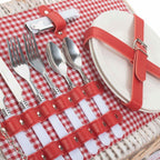 Red and White Gingham 2 Person Fitted Wicker Picnic Basket - Fitted Picnic Baskets - British D'sire