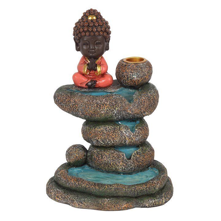 Red Buddha and Rock Pond Backflow Incense Burner - British D'sire