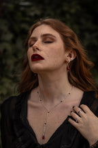 Red Garnet Halloween Single Drop Necklace - Necklaces - British D'sire