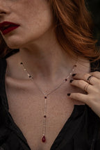 Red Garnet Halloween Single Drop Necklace - Necklaces - British D'sire