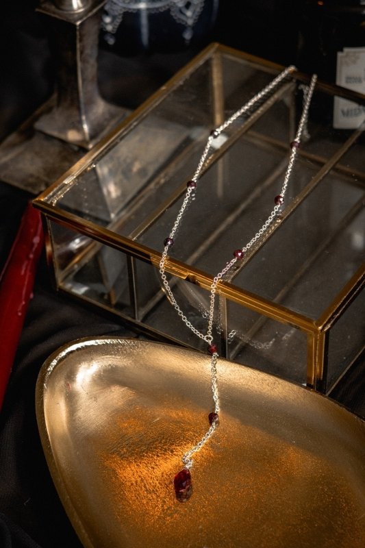 Red Garnet Halloween Single Drop Necklace - Necklaces - British D'sire