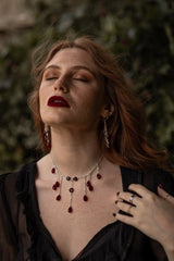 Red Garnet "Queen of The Damned" Halloween Choker Necklace - Necklaces - British D'sire