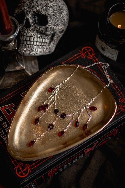 Red Garnet "Queen of The Damned" Halloween Choker Necklace - Necklaces - British D'sire