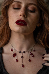 Red Garnet "Queen of The Damned" Halloween Choker Necklace - Necklaces - British D'sire