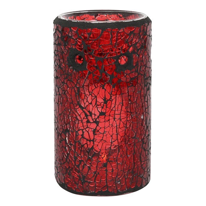 Red Pillar Crackle Glass Oil Burner and Wax Warmer - British D'sire