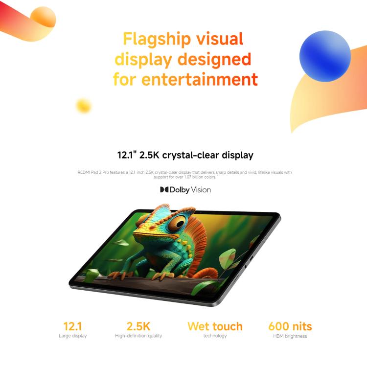 REDMI Pad 2 Pro 12.1 inch Soft Light Screen Tablet PC, 12GB+256GB, HyperOS 3, Snapdragon 7s Gen4 Octa Core CPU (Dark Gray) - British D'sire