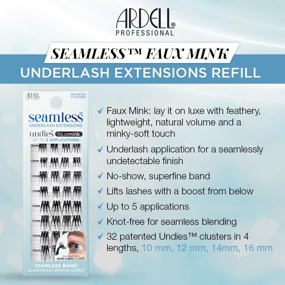 Ardell Seamless Underlash Extensions Refill Faux Mink, False Eyelashes, Vegan Friendly, 32 Assorted Lengths (Pack of 1) Secondary image