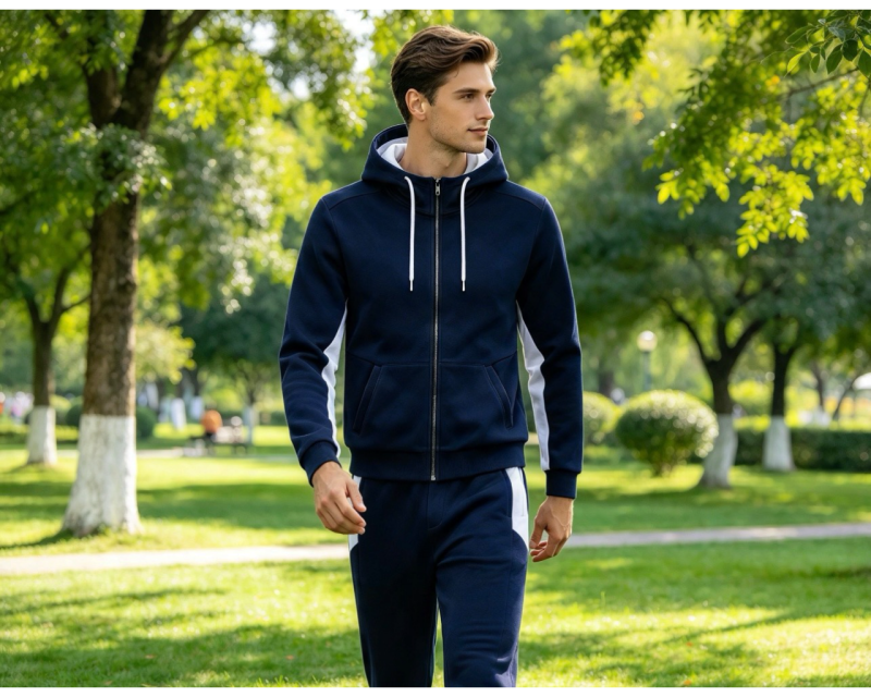 Regular Fit Full Zip Hooded Fleece Tracksuit - Tracksuit - British D'sire