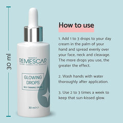 Remescar Self Tanning Face Drops 30ml - Glow Drops For Bronzing - Fake Tan Glowing Drops to Add To Moisturiser & Skin Care Routine - Facial Self-Tanning Enhancer - Bronzer Serum for Glowing Skin - British D'sire