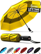 Repel Umbrella Windproof Travel Umbrellas for Rain - Easy Auto Open Close, Durable & Compact Umbrella, Strong Fiberglass Frame, Waterproof Canopy - Backpack, Purse, Portable Umbrella for Travel - Folding Umbrellas - British D'sire