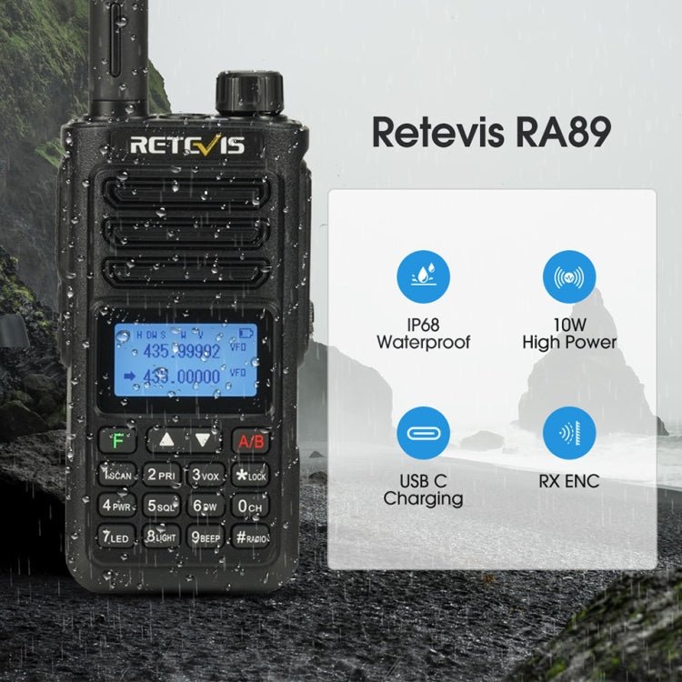 RETEVIS RA89 UV Dual - segment IP68 Waterproof Dual - guard Dual - standby Walkie Talkie(US Frequency 144 - 148/420 - 450MHz) - British D'sire