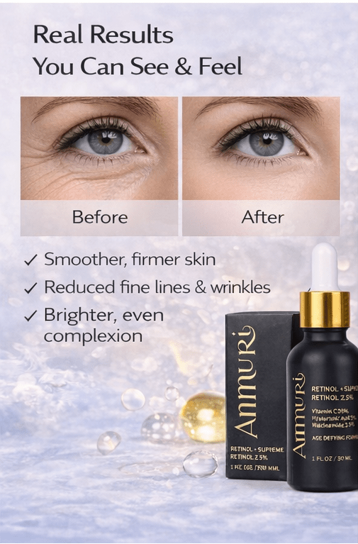 Retinol Serum Anti Age Vitamin C Hyaluronic Acid Serum Retinol Serum Cream Anti Wrinkle - Ammuri Pro - Retinol 2.5% Face Serum - British D'sire