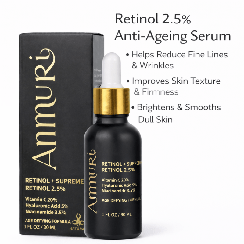Retinol Serum Anti Age Vitamin C Hyaluronic Acid Serum Retinol Serum Cream Anti Wrinkle - Ammuri Pro - Retinol 2.5% Face Serum - British D'sire